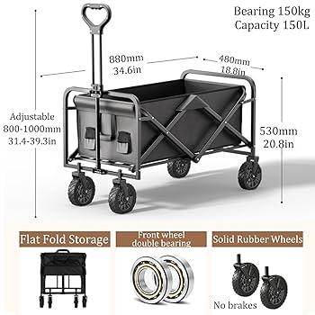 新品・未使用！！折りたたみアウトドアワゴン 黒 Amazon | 黒 キャリーワゴン,アウトドアワゴン折り畳み
